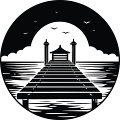 dock black and white silhouette vector design
