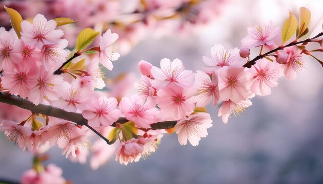 cherry blossom branch with beautiful pink flowers in springtime elegance - Powered by Adobe