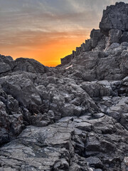 sunset on the rocks