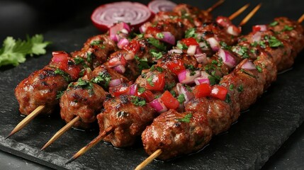 Grilled Meat Skewers with Flavorful Topping