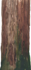 Naklejka premium Realistic watercolor mossy tree trunk isolated on a white background