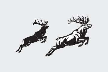 leaping deer Black and White Vector