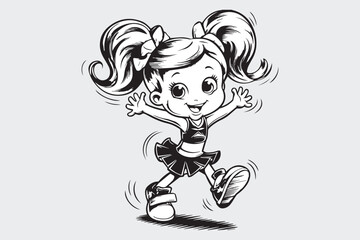 cheerleader girl Black and White Vector