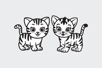 baby tiger Black and White Vector