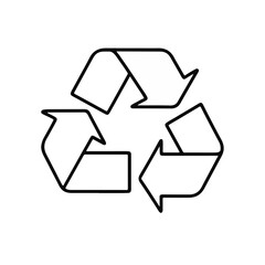 Recycling Icon Outline in Minimalist Style on White Background  