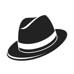 Hat Silhouette Icon - Black Flat Vector Illustration of a Fashion, Clothing, and Accessory Symbol for Design, Branding, Shopping, Style, Vintage, Western, Costume, and Headwear Graphics PNG