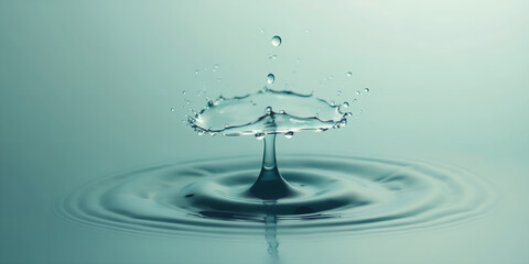 Minimalist Water Droplet Splash on Teal Surface &ndash; Generative AI