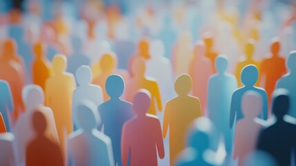 Diverse Crowd Visual Representation of Global Community and Unity Through Colorful Human Figures