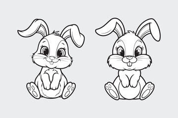 cute bunny Black and White Vector