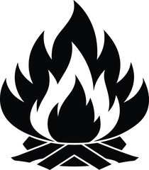 campfire black and white silhouette vector design