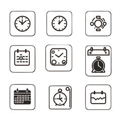 角丸アイコンの時計とカレンダーセット｜Rounded Clock and Calendar Icon Set