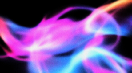 Grain noise texture Abstract colorful swirls dance on a black background