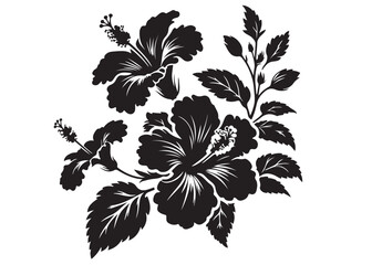 silhouette of a hibiscus flower logo vector, hibiscus flower logo icon silhouette, flower silhouette logo, hibiscus flower silhouette, black and white hibiscus flower silhouette on white background © Adobe design