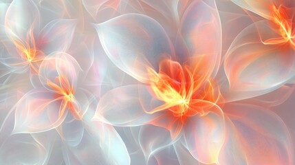 Ethereal Floral Patterns in Soft Pastel Hues with Gentle Light Effects and Delicate Petal Forms