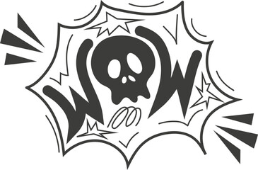 WOW word, comic-style explosion effects and dynamic elements, including zap, bam, and