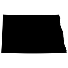 Black Sticker of North Dakota Map with Transparent Background