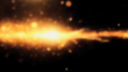 Grain noise texture Blurry, glowing golden burst against dark background with bokeh effect