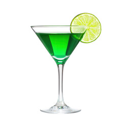 Fototapeta premium a vibrant green cocktail served in a classic martini glass garnished with a fresh lime slice highlighting its refreshing and enticing appearance