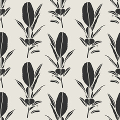 Trendy minimalist seamless botanical pattern with abstract creative hand drawn composition