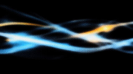 Grain noise texture Flowing Curves Blue and orange waves gently flowing on a black background