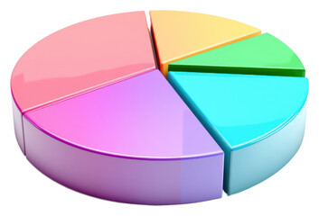 Obraz premium PNG Pie chart iridescent white background investment technology.