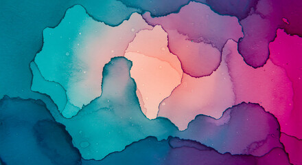 Obraz premium Abstract Alcohol Ink Painting Teal, Pink, and Purple Swirls