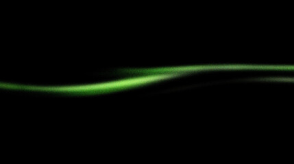 Grain noise texture Green light streak against a dark black background, horizontal orientation