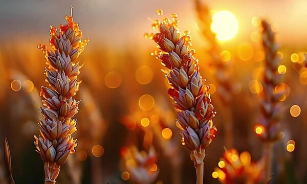 Wheat field affected by orange-brown fungal rust disease