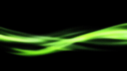 Grain noise texture Green wavy light streak on a plain black background texture effect
