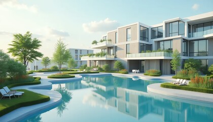 Fototapeta premium modern-architecture-resort-pool-design