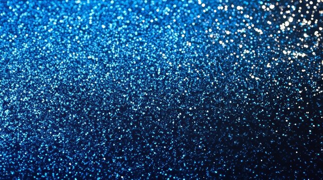 shimmering cascade: a textured view of vibrant blue glitter with sparkling light highlights