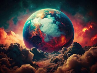 Obraz premium Vintage Retro Noir Earth & Clouds: Atmospheric Conceptual Photography