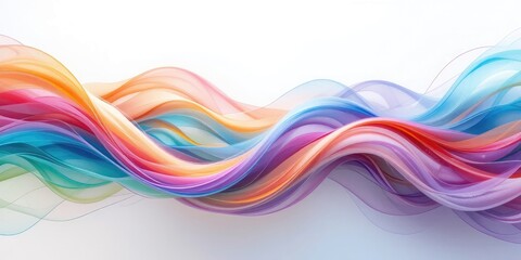 Abstract Wavy Lines Background with Vibrant Rainbow Colors on White