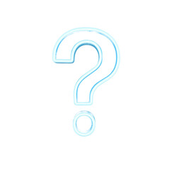 Vibrant neon blue question mark shining in the air perfect for tech creativity or curiosity concepts