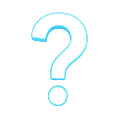 Vibrant neon blue question mark shining in the air perfect for tech creativity or curiosity concepts