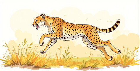 Cheetah Running in a Natural Habitat