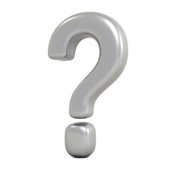 Shiny silver question mark symbol reflecting light on a crisp white backdrop Ideal for web banners or informational concepts