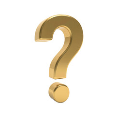 An elegant 3D golden question mark casting a shadow perfect for designs seeking a touch of intrigue and sophistication