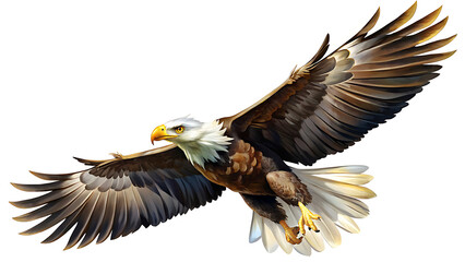 Obraz premium American Bald Eagle Flying in the Sky with Wings Spread Wide