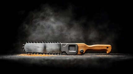 Electric chainsaw with sawdust