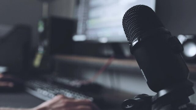 Microphone in the recording studio