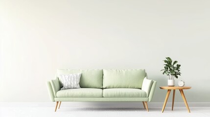 Modern living room couch and side table minimalist home interior bright atmosphere contemporary design