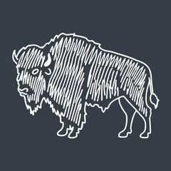 Obraz premium Stylized European Bison Outline on Dark Background