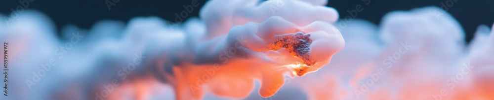 Wall mural glowing object embedded in white cloud-like formations