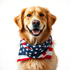 Patriotic Golden Retriever Wearing Flag Colors for National Celebration