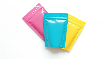 Vibrant Colored Stand Up Pouches Packaging Mockup for Branding Design