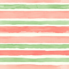 Soft pastel watercolor stripes in green and pink with relaxed hand painted style