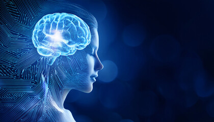 Obraz premium 3-4-118-Mindfulness and clinical neuroscience.. Emphasize the negative space on the Left for potenti (1)