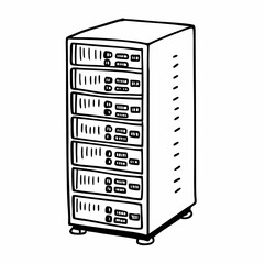 Hand Drawn Data Center Server Illustration in Black and White