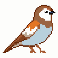 Obraz premium Pixel Art Sparrow Illustration Retro, Bird Design in 8 bit Style